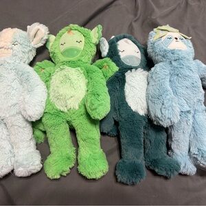 Plush Animal Friends Set - Green, Blue, and Cream Slumberkins